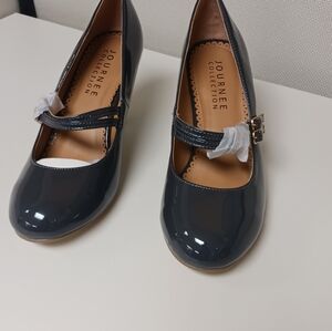 Journee Collection Shiny Grey Mary Jane Shoes